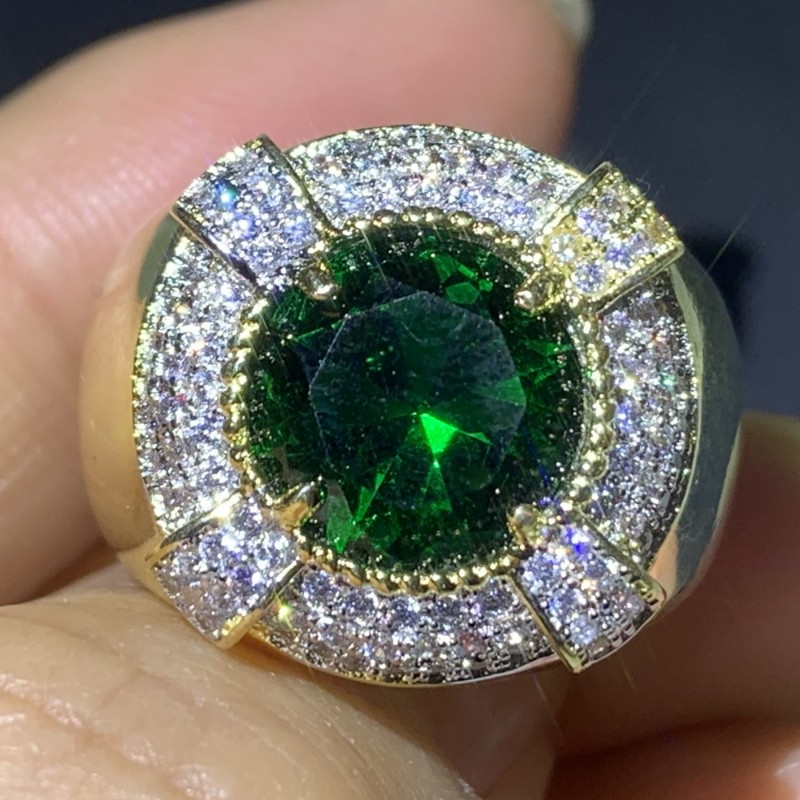 Unique Brand Retro Jewelry 925 Sterling Silver Pave CZ Diamond Emerald Gemstones Party Promise Birthstones Women Wedding Band Ring Gift