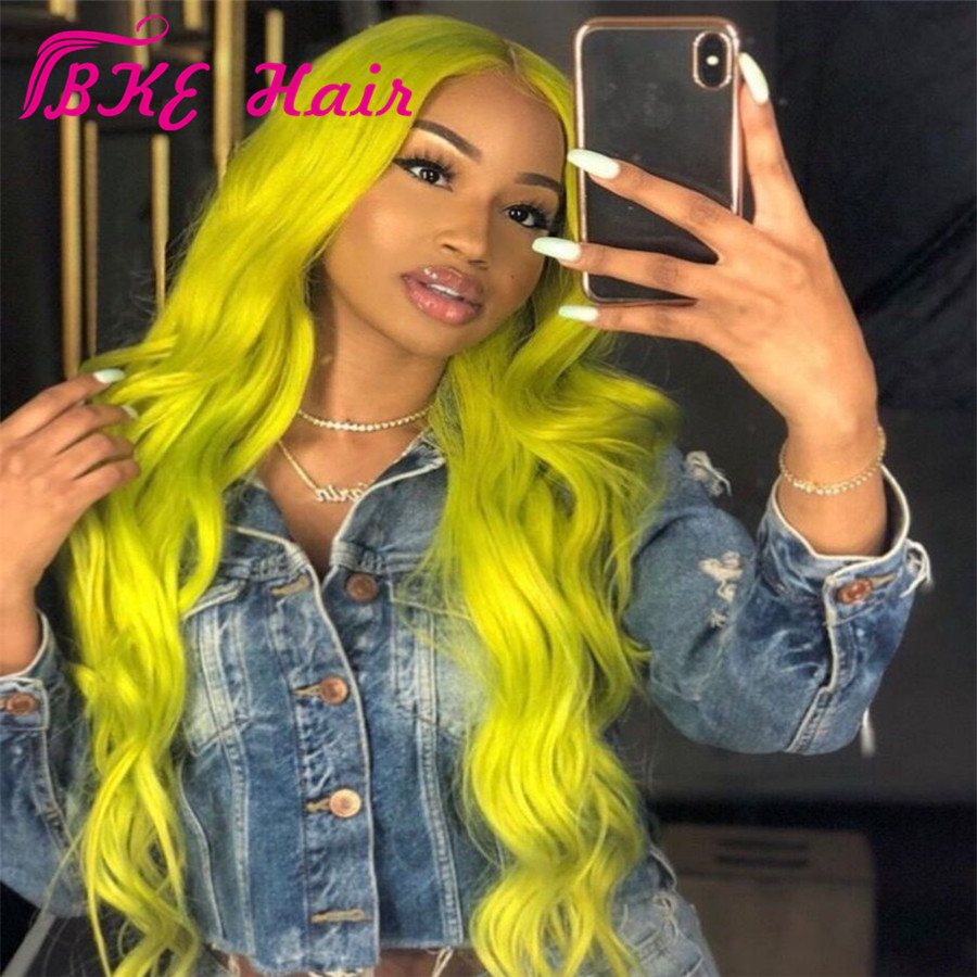 Hotselling Ombre Color green Lace Front Wigs synthetic with Baby Hair cosplay lace frontal Wigs for white/black women Pre-plucked Hairline