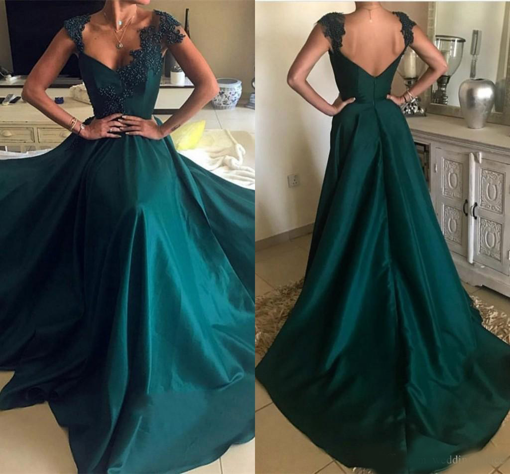 Elegant Green Evening Dresses Sleeveless Prom Dresses I 2020 Long Evening Gowns With Beads Special Occasion Dresses Temperament
