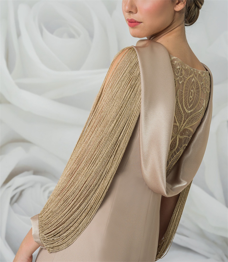 mother of the bride dresses portrait appliqued tassel wedding guest gowns a line long sleeve kneelength custom made mother gown