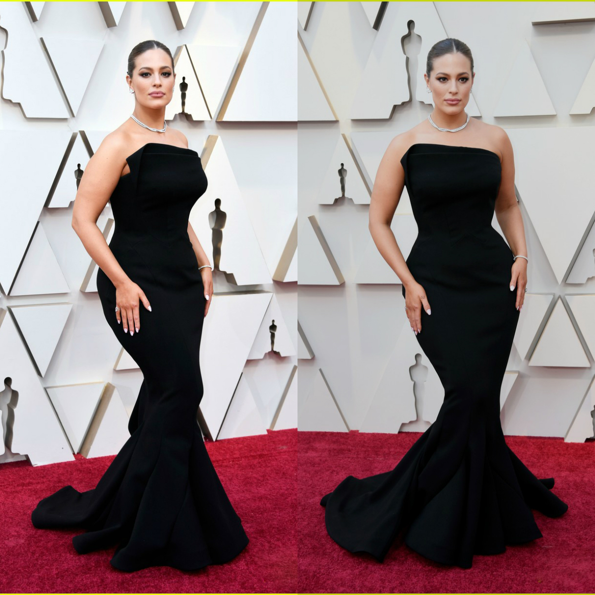 2019 Oscar Sexy Black Mermaid Prom Dresses Strapless Sweep Train Satin Evening Gowns Special Occasion Party Dress Custom