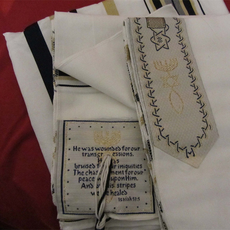 JKRISING Messianic Jewish Tallit Blue and Gold Prayer Shawl Talit and Talis Bag Prayer scarfs T191213