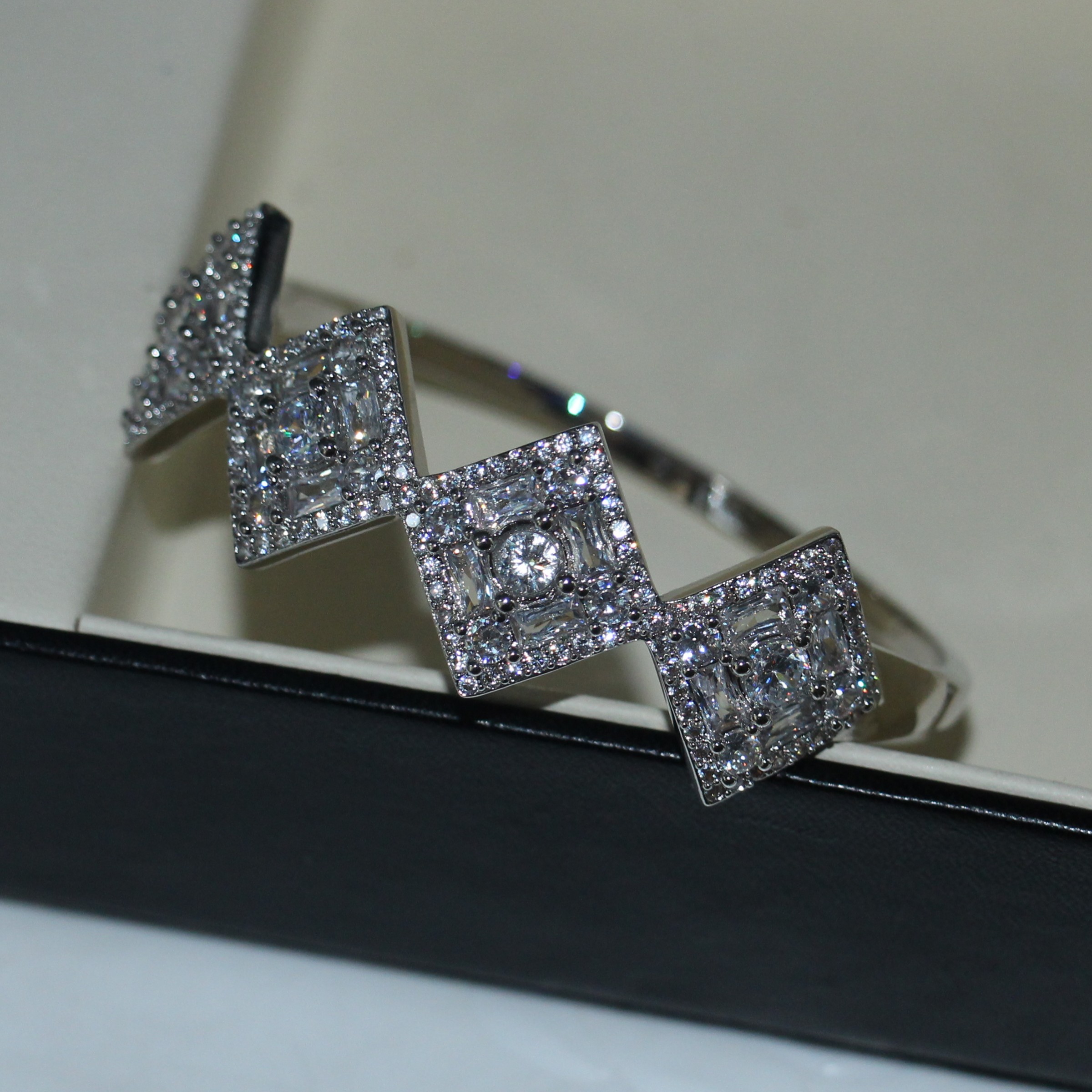 Sterg Sier Princess Cut Topaz CZ Bangle for Women