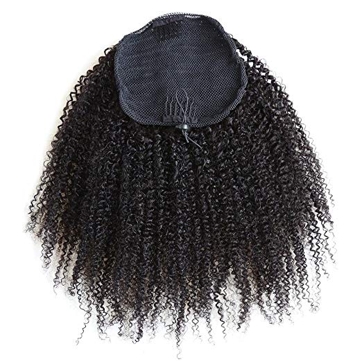 ponytail afro hair for black women, 3b 3c kinky curly human hair ponytail drawstring 100g-160g peruvian virgin hair drawstring ponytail