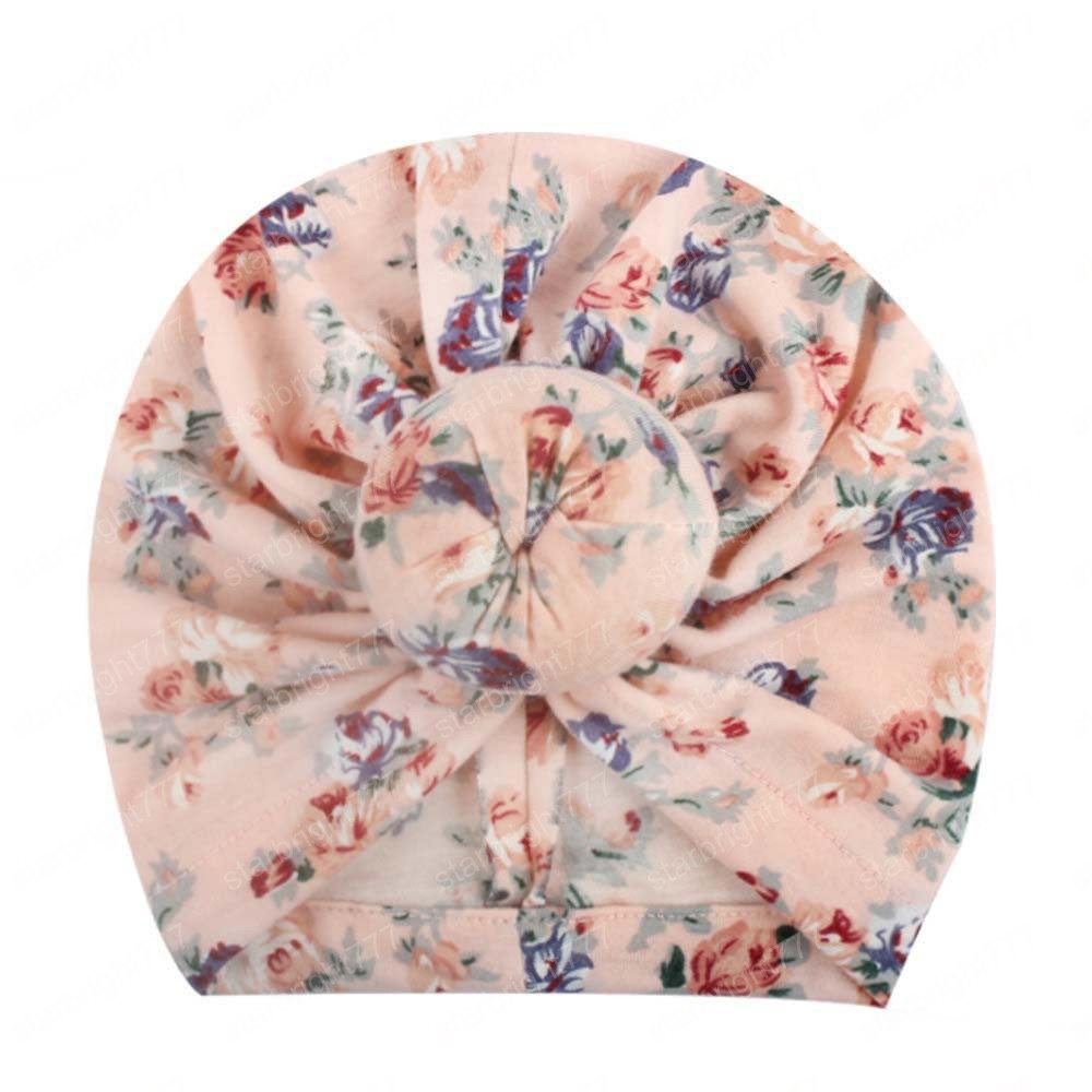 INS Donut Baby Hat Floral Print Newborn Elastic Cotton Baby Beanie Cap Multi color Infant Turban Hats baby headband Toddler Photo Props