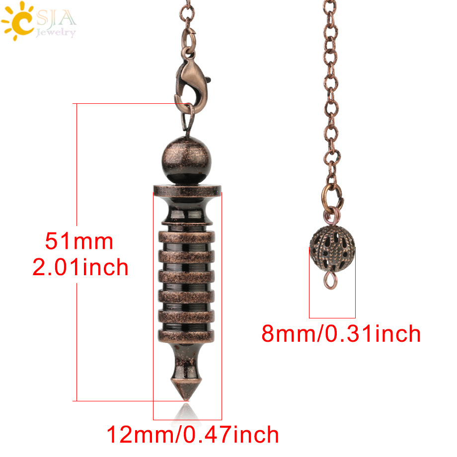 Reiki Pendulum Metal Copper Dowsing Healing Pyramid Pendant Charms Chakra Pendulo Chrome Gold Amulet Pendulos Point Ball Chains