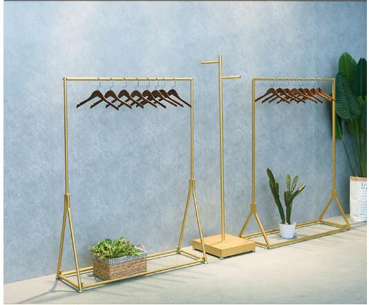 Golden clothing rack Bedroom Furniture Shopping racks in clothes stores display hang shelves Floor hanger clothes-horse
