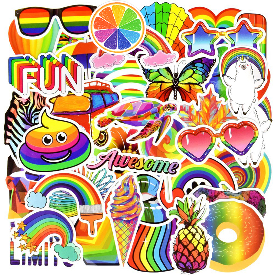 50 PCS Waterproof Colorful Style Stickers Toys for Kids Rainbow Decals for Teens DIY Laptop Water Bottle Luggage Scrapbook Skateboard Bike
50 PCS Waterproof Colorful Style Stickers Toys for Kids Rainbow Decals for Teens DIY Laptop Water Bottle Luggage Scrapbook Skateboard Bike