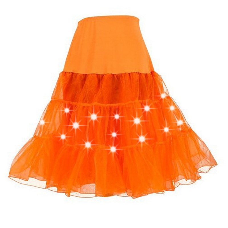 Led Lighting Swing Tutu Skirt Women Halloween Christmas Festival School Girl Party Show Dance Plus Size M-6XL Mesh Midi Tulle Petticoat