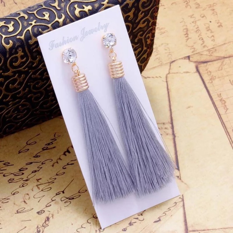 Fashion Bohemia Long Tassel Dangle & Chandelier Shiny Rhinestones Fringe Ear Drop Vintage Ethnic Earrings 10 Colors Women Jewelry