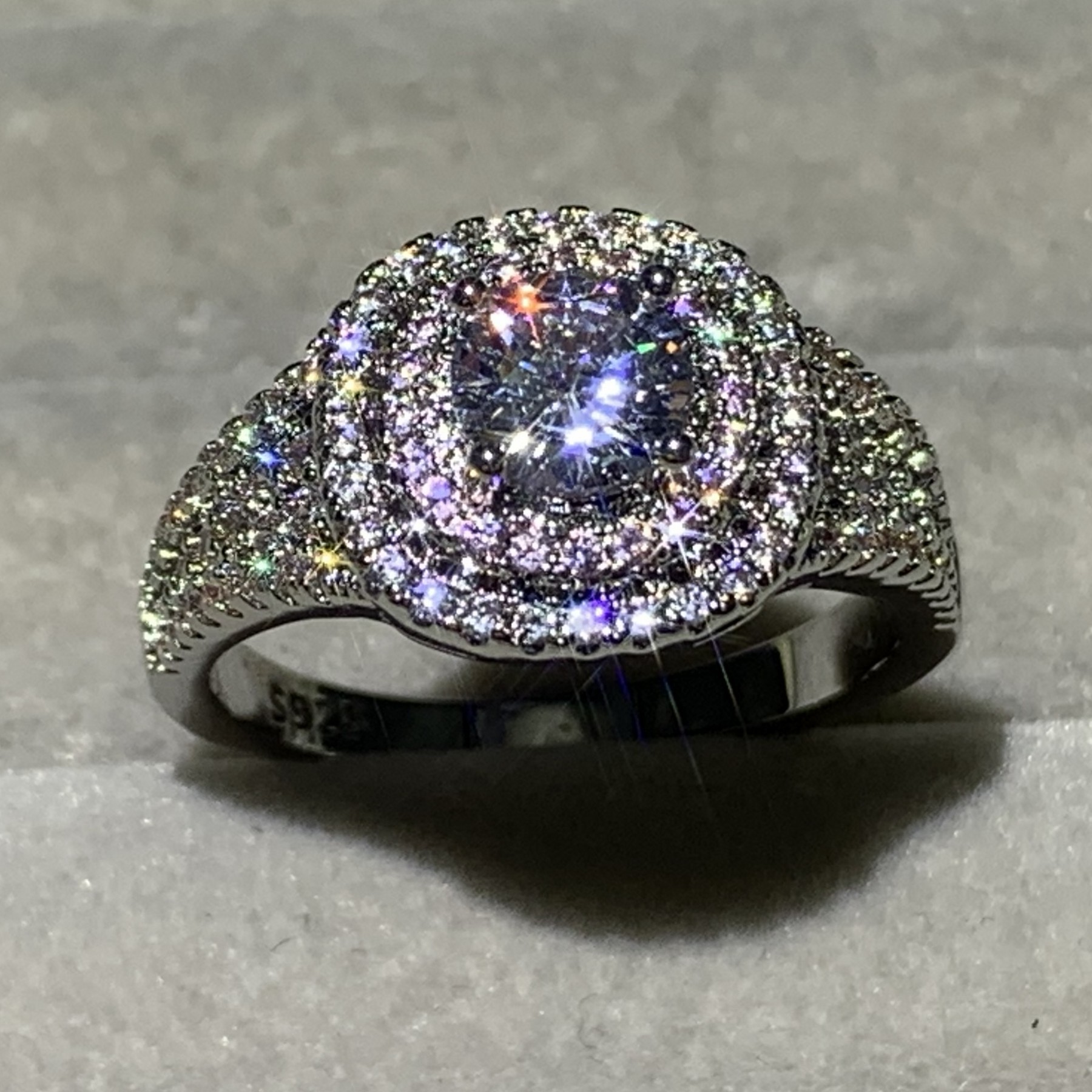 Stunning Sterg Sier White & Pink Sapphire CZ Dia Band Ring