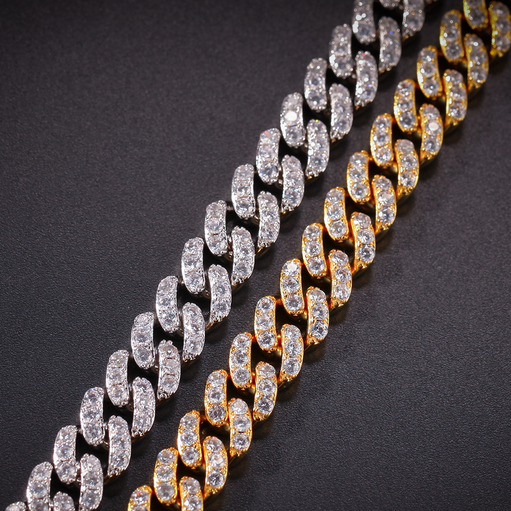 Hip Hop Tennis Chain Necklace Bracelet Mens Diamond Stone Necklace 18k Real Gold Plated