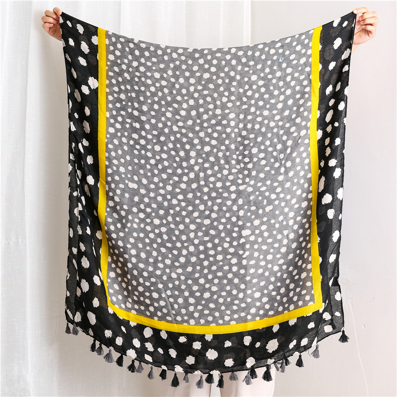 Fashion lady scarf leopard scarf autumn soft wrap cotton linen woman scarf long paragraph shawl Muslim headscarf wave