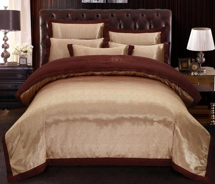 Silk Bedding Set European Style Jacquard Floral Comfortable Duvet Cover Wedding Bedclothes Bed Linen Full Size