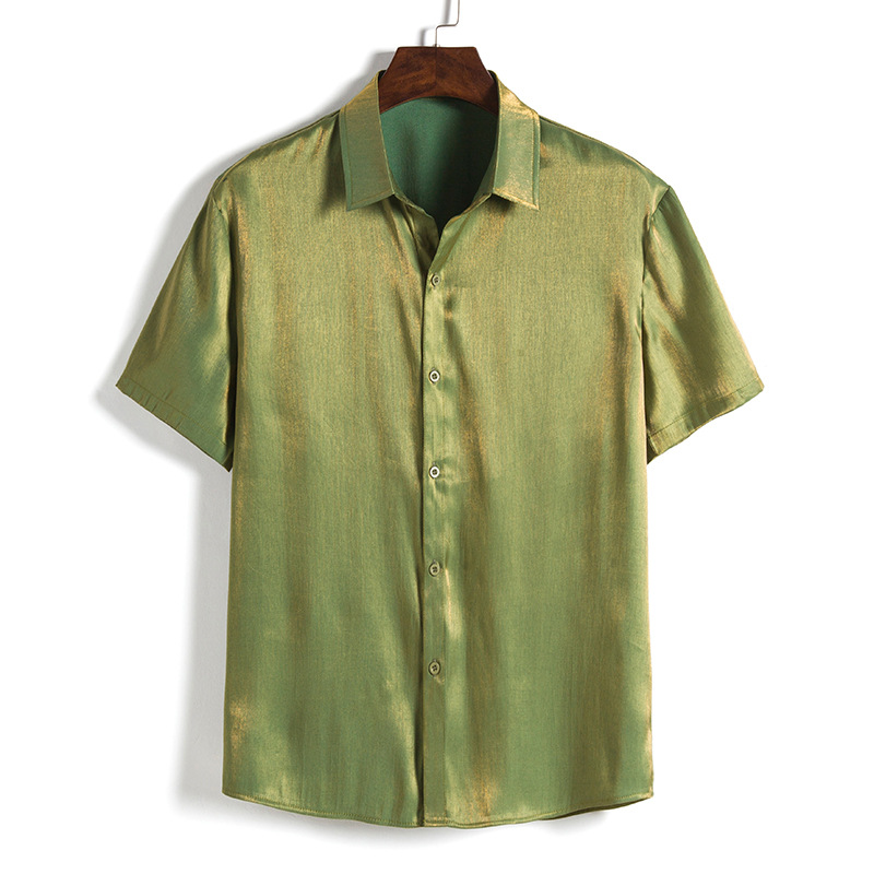 Short Sleeve Shirt Men Tops Shiny Prom Bar Nightclub Casual Shirt Men Turn-down Collar Slim Fit Male Chemise Homme XXL, As picture show
Short Sleeve Shirt Men Tops Shiny Prom Bar Nightclub Casual Shirt Men Turn-down Collar Slim Fit Male Chemise Homme XXL, As picture show