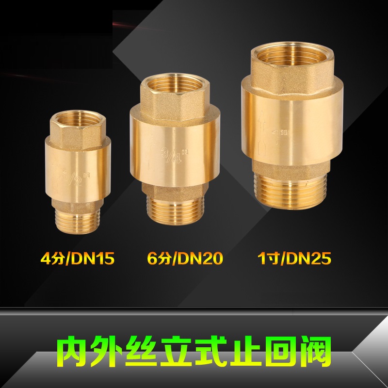 DN15/20/25 brass vertical check valve spring check valve inside and outside the wire vertical G1/2, G3/4 ,G1 
DN15/20/25 brass vertical check valve spring check valve inside and outside the wire vertical G1/2, G3/4 ,G1