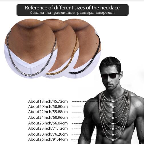 Stainless Steel Chains Necklace for Men Black Silver Gold Mens Necklaces Curb Cuban Davieslee Jewelry Gifts 3 5 7 9 11mm DLKNM0927