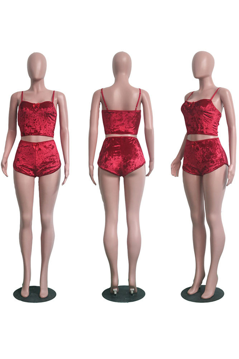 Adogirl Women Velvet Tracksuit Sexy V Neck Spaghetti Straps Crop Top + Shorts Fashion Night Club Suits Two Piece Set Outfits C19041601
