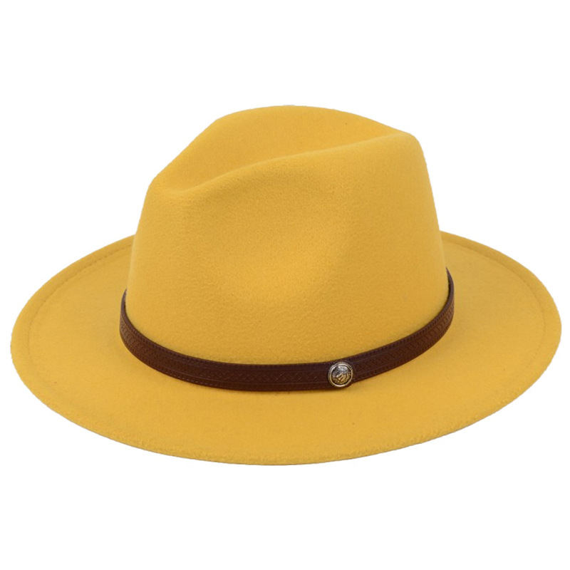 Fashion-e Unisex Wool Felt Fedora Hats with Leather Band Women Vintage Wide Brim Mens Fedoras Cap Jazz Hat Panama Formal Hat