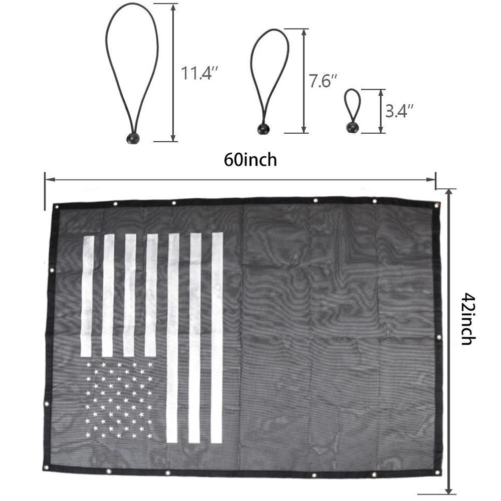 Black Mesh Sunshade Roof SunShade Net (US Flag) For Jeep Wrangler JL JLU 2018-2025 up 4Door Auto Exterior Accessories