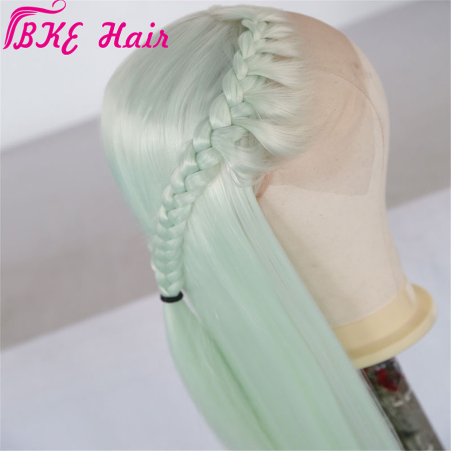 High Temperature Glueless light Blue Wig Long Silky Straight Wigs Synthetic Lace Front Wig Middle Part Lace Wigs for Women
