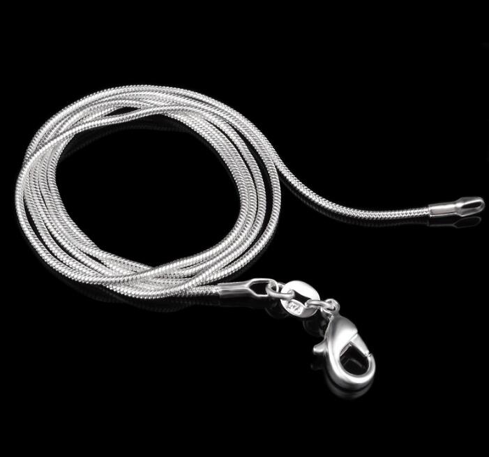 925 Sterling Silver Plated Snake Chain Necklaces for Woman Lobster Clasps Smooth Chain Statement Jewelry Size 1mm 16 18 20 22 24 inch GB1290