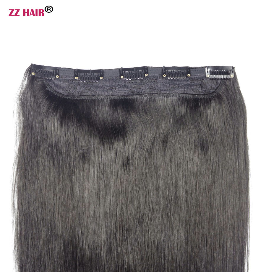 100% Brazilian Remy Human hair Extension 16-28 inches 1pcs set with 5clips in 80g-200 Clips in/on Natural Straight