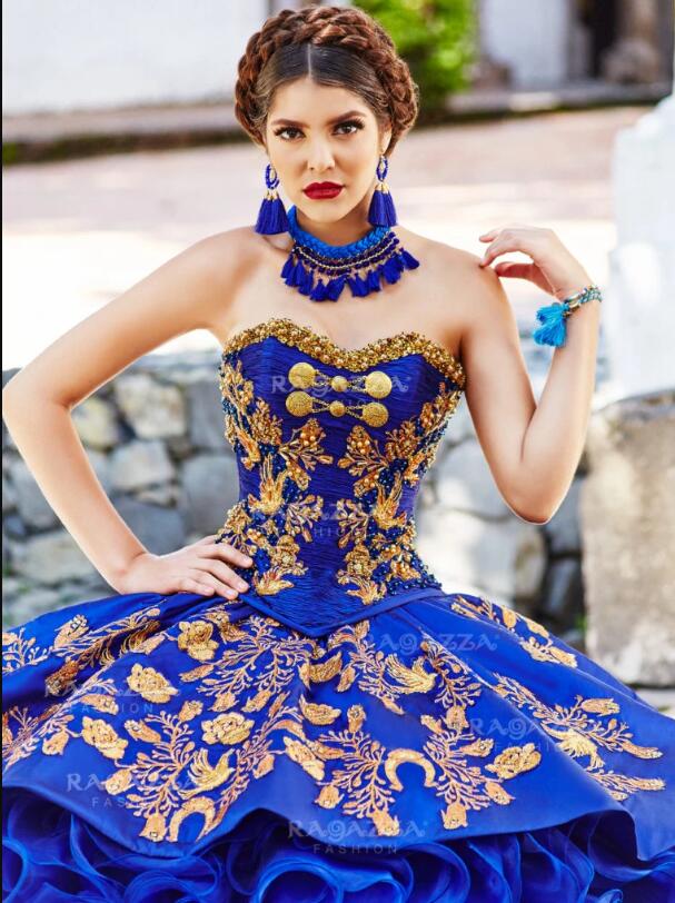 Royal Blue Ball Gown Quinceanera Dresses Sweetheart Puffy Skirt Beads Sweet 15 Dress Tulle Lace Prom Gowns Pageant Dress