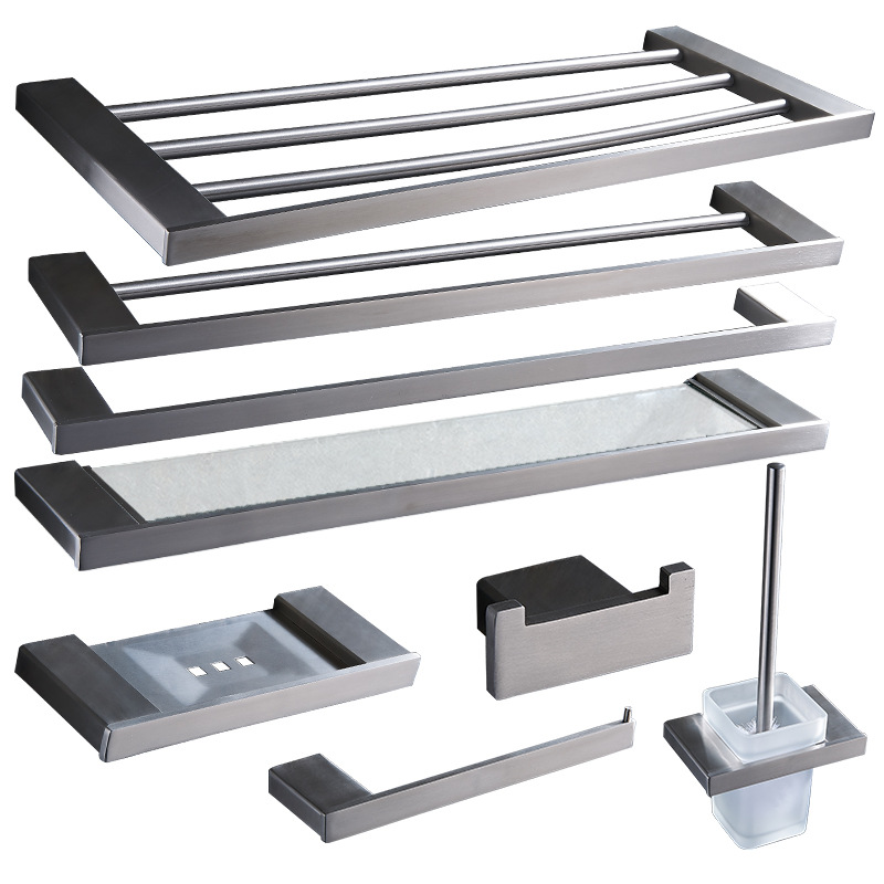 304 Stainless steel square bath hardware set wall mounted bathroom hardware hanging products for modern bathroom installation
304 Stainless steel square bath hardware set wall mounted bathroom hardware hanging products for modern bathroom installation