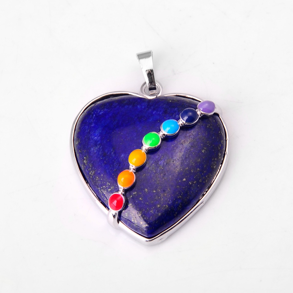 7 Chakra Female Pendant Crystal Heart Shape Natural Stone Neck Ornament Healing Chakra Aura Love Charm Bulk Jewelry Amethyst Turquoise