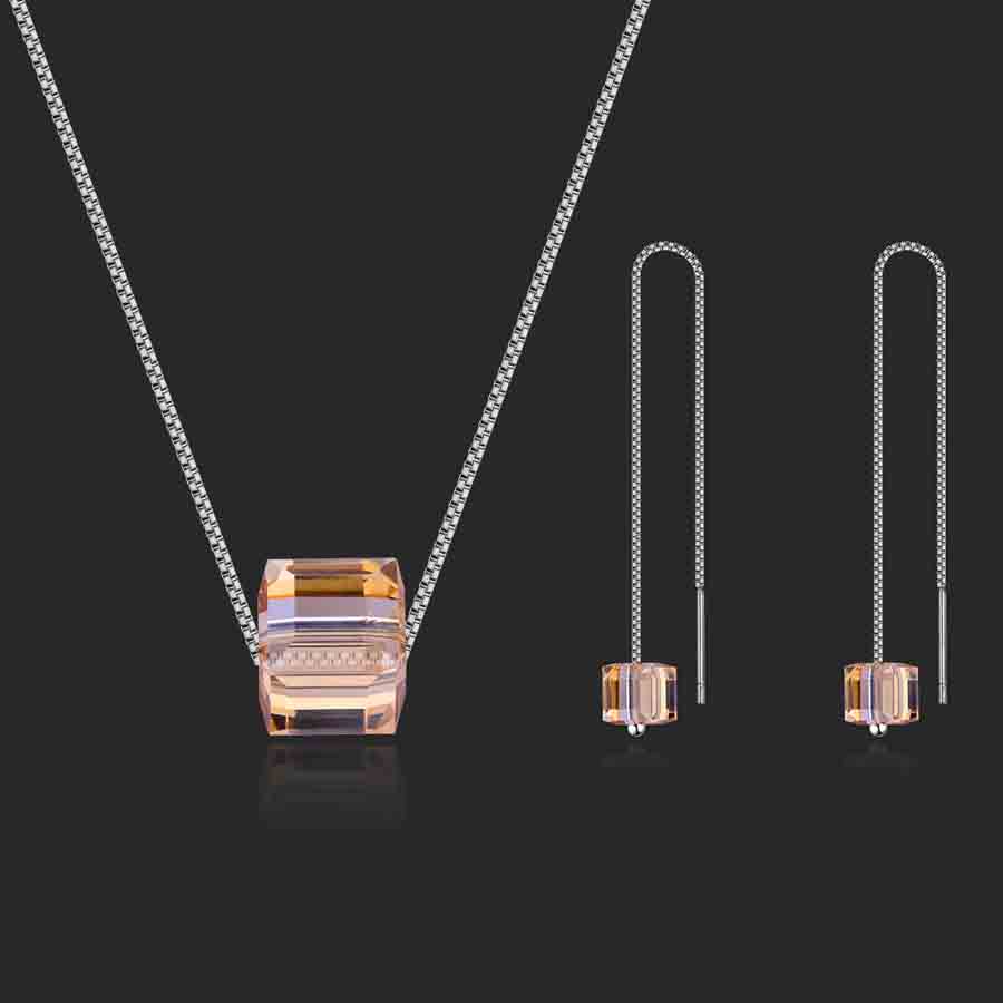Cube Jewelry Set made with Swarovski Elements crystal Fashion Wedding Necklace +Earrings Sets for Women 925 Sterling Silver Jewelry, White
Cube Jewelry Set made with Swarovski Elements crystal Fashion Wedding Necklace +Earrings Sets for Women 925 Sterling Silver Jewelry, White