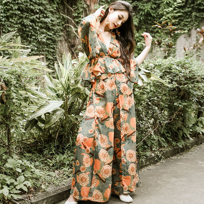 Fashion Spring Women 2 Pieces Set Long Sleeve Sexy V-Neck Blouse Tops And Wide-leg Pants Suit Vintage Print Streetwear Set Lady, Multi
Fashion Spring Women 2 Pieces Set Long Sleeve Sexy V-Neck Blouse Tops And Wide-leg Pants Suit Vintage Print Streetwear Set Lady, Multi