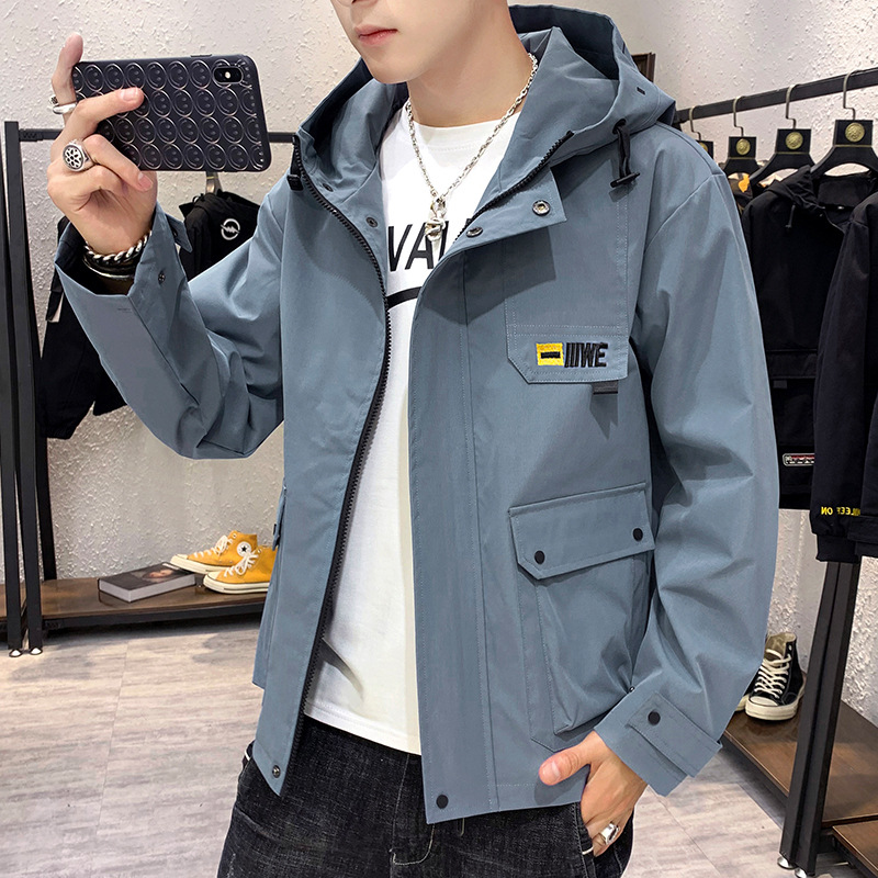 2020 new spring and autumn clothing hooded jacket solid color casual handsome jacket men's slim Korean, 01
2020 new spring and autumn clothing hooded jacket solid color casual handsome jacket men's slim Korean, 01
