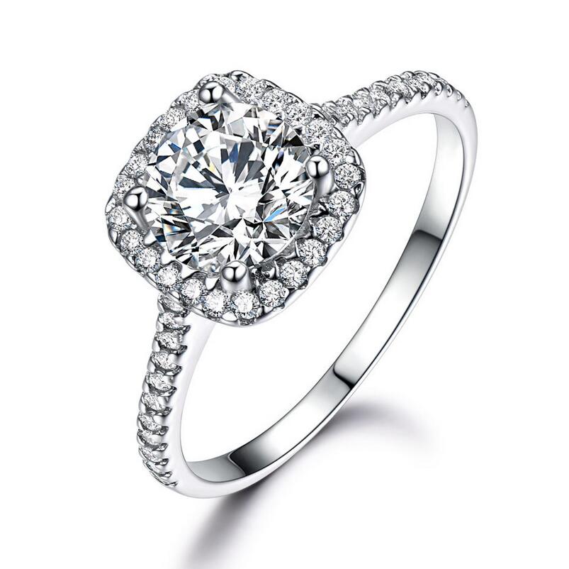 Ins Top Selling Sweet Fine Jewelry Sterling Sier Round Cut White Topaz CZ Dia Gemstones Party Promise Wedding Women Ring