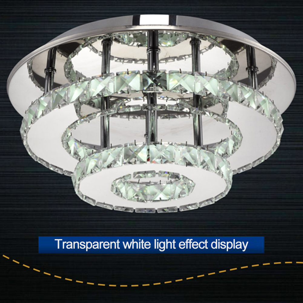Modern Light Fixture LED Ceiling Lamp Lighting 36W Crystal Double-Layer Round Ceiling Lamp 30CM for Living Room Kitchen