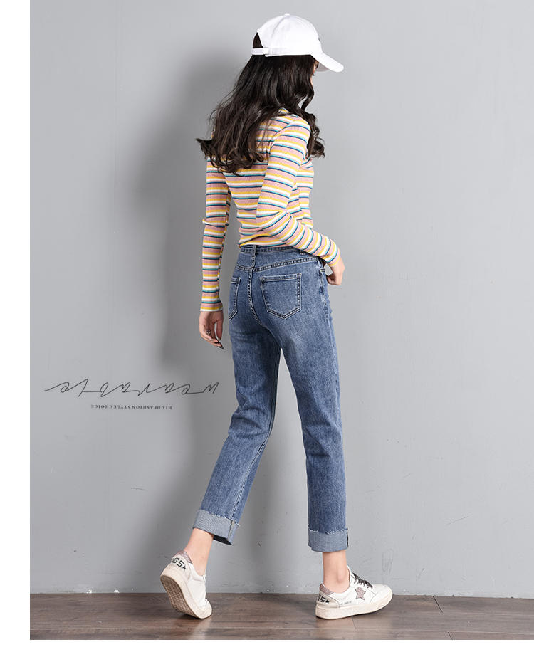 Jin Yi Lai French Chic New Han Edition Students Show Thin Wide-Legged Straight Canister Light C Office And Leisure Solid Color, Deep blue
Jin Yi Lai French Chic New Han Edition Students Show Thin Wide-Legged Straight Canister Light C Office And Leisure Solid Color, Deep blue