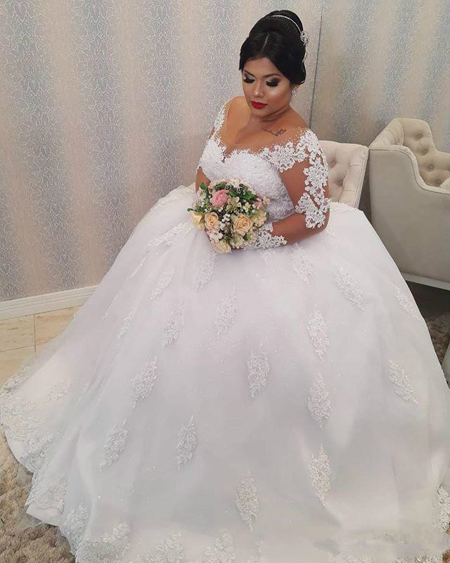 plus size dress v neck lace appliqued beach outdoor bridal dresses long sleeve wedding gowns vestidos de novia