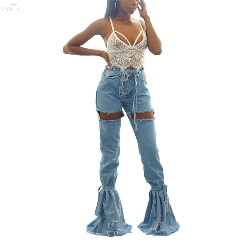Sexy Patchwork Ripped Flare Pants Women Jeans Skinny Hole Long High Waist Pants Female Bandage Hollow Out Denim Korean, Blue
Sexy Patchwork Ripped Flare Pants Women Jeans Skinny Hole Long High Waist Pants Female Bandage Hollow Out Denim Korean, Blue