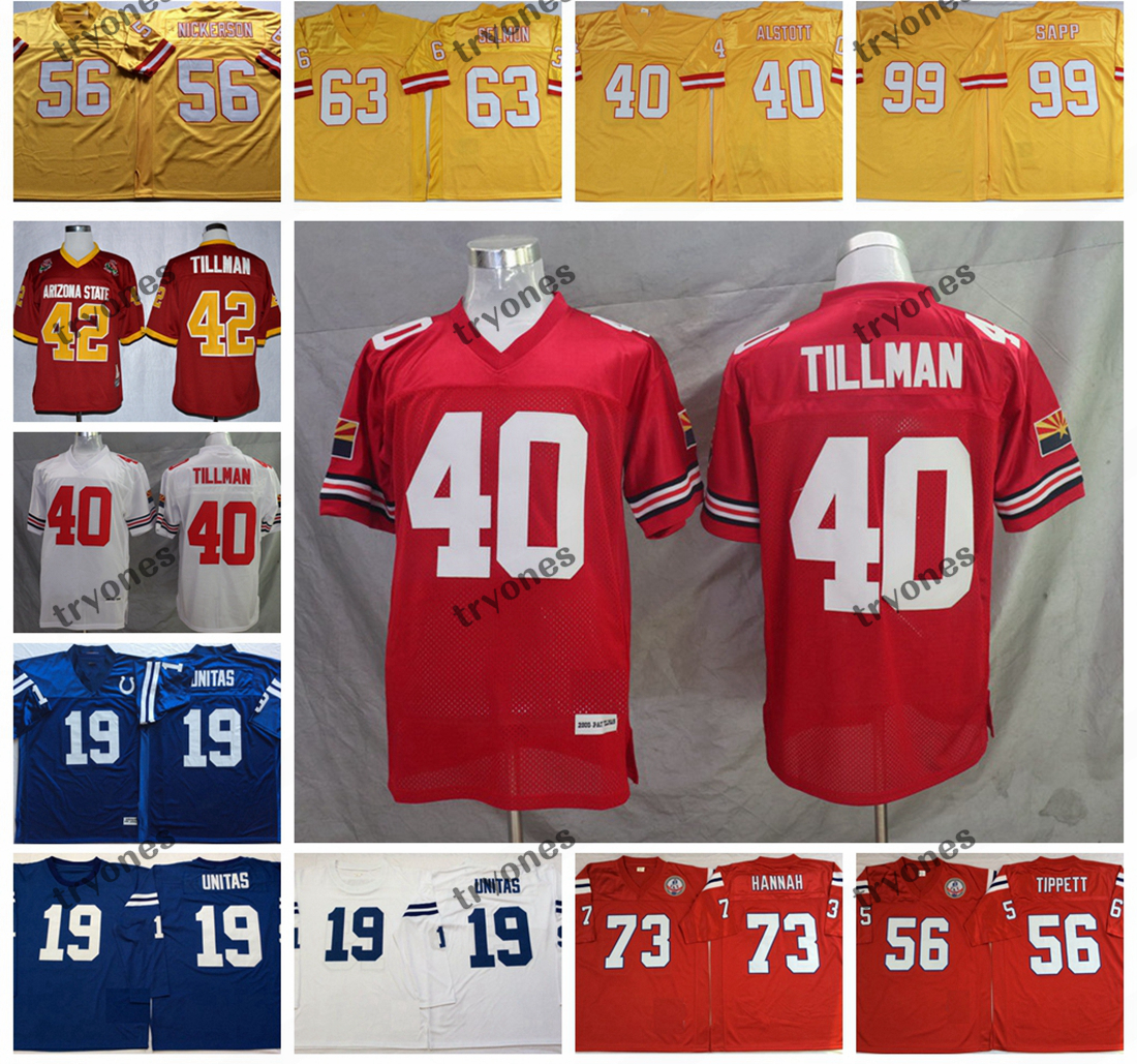 NCAA Vintage 42 Pat Tillman 19 Johnny Unitas John Hannah Tippett Roy Selmon 40 Mike Alstott 99 Warren Sapp Hardy Nickerson Football Jersey, As show
NCAA Vintage 42 Pat Tillman 19 Johnny Unitas John Hannah Tippett Roy Selmon 40 Mike Alstott 99 Warren Sapp Hardy Nickerson Football Jersey, As show