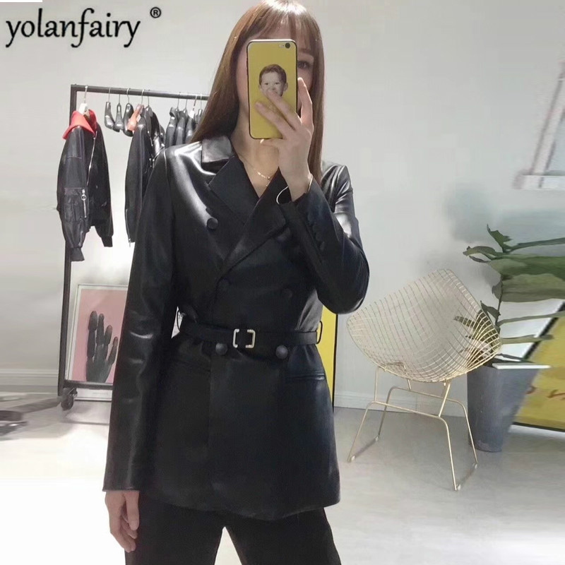 2020 Genuine Leather Jacket Women 100% Sheepskin Coat Korean Double-breasted Blazer Leather Coats Spring Autumn A82 KJ4105, Black
2020 Genuine Leather Jacket Women 100% Sheepskin Coat Korean Double-breasted Blazer Leather Coats Spring Autumn A82 KJ4105, Black