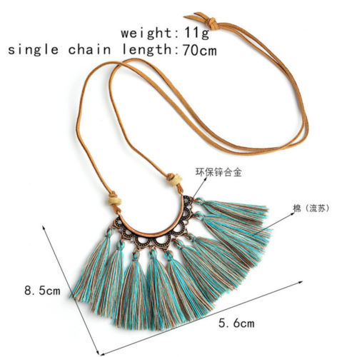Vintage cotton line ear tassel pendant necklace female fashion charm jewelry