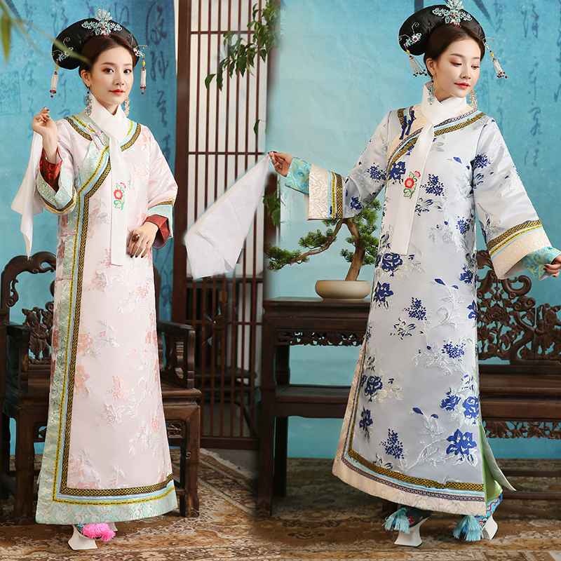 Vintage long Sleeve Dress women Ancient traditional ethnic clothing evening party cheongsams dress long qipao gown