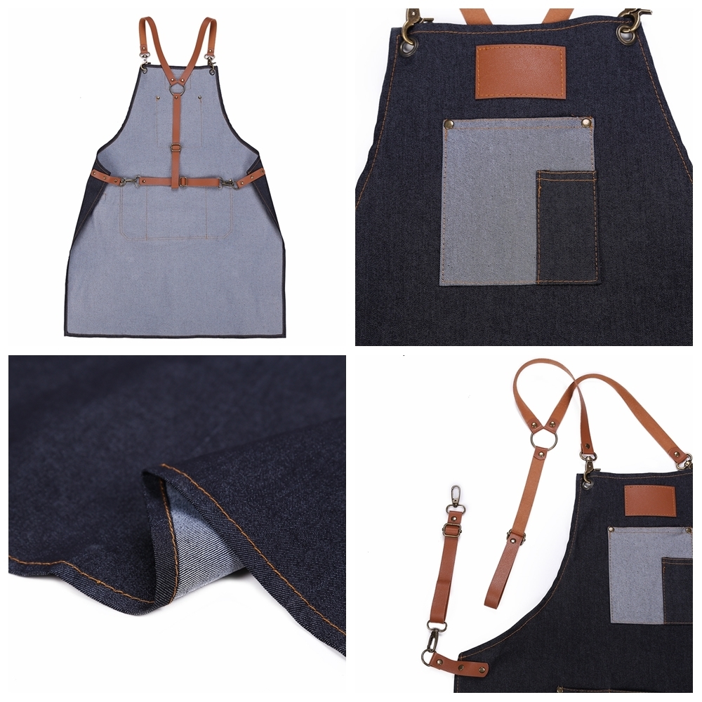 Salon Hair Cutting Apron Barber Sleeveless Denim Apron Hairdresser Hair Cutting Protection Tool Hairdresser Styling Cloth Tools890