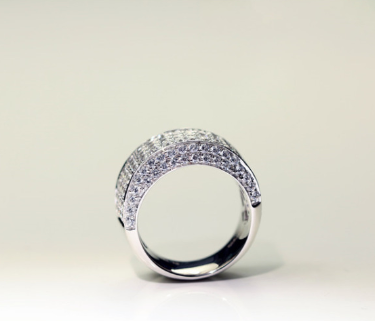 Sparkling Luxury Jewelry Infinite gem 925 Sterling Silver Pave White Topaz CZ Diamond 18K White Gold Plated Wedding Band Ring For Men Gift