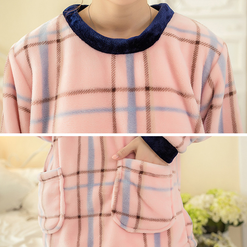 Women's Flannel Cute Two-piece Pajama Sets 2018 Autumn Female Soft Cotton Sleepwear Ladies Kawaii Cartoon Print Pyjama Suits