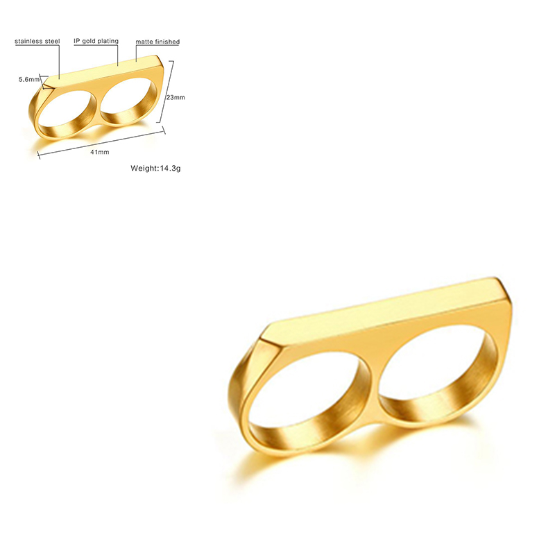 Titanium Steel Gold No.9 knuckle dusters boxers Three-color muay thai Double-finger Double Ring Ring Refers To Tiger Jewelry Self-defense