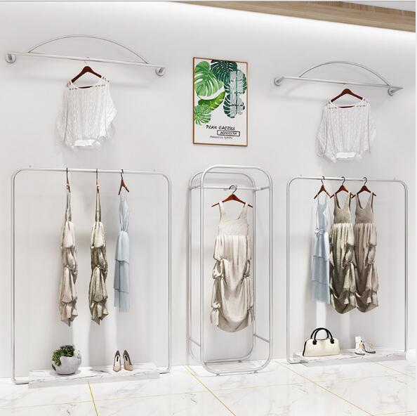 Silver floor hanger 5pcs/set Marble Show Racks Commercial Furniture Shopping Mall Double-row Parallel Bar Simple Wall Hanging Hat Rack