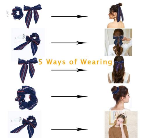 Women Bow Streamers Hair Ring Ribbon Girl Hair Bands Scrunchies Ponytail Tie Solid Headwear Hair Accessories GD61