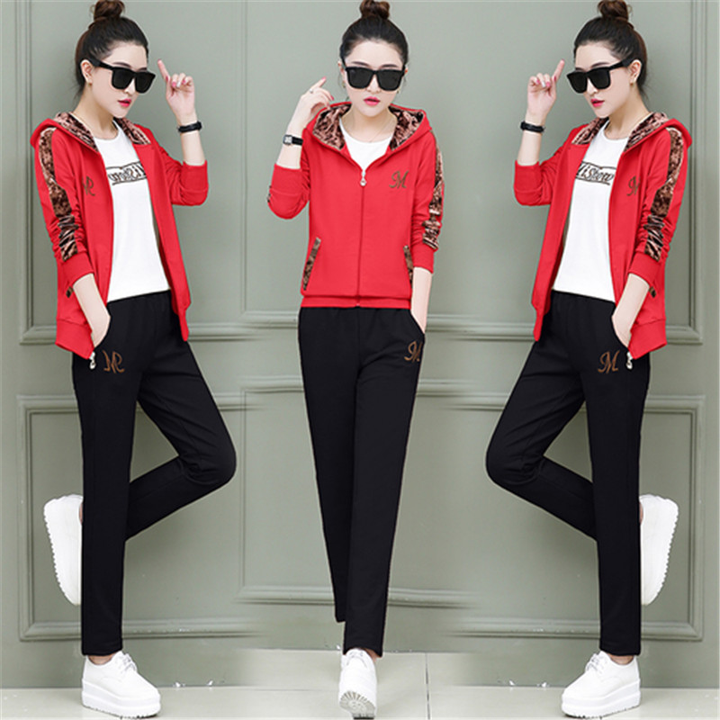 Womens Sports Suits Hooded Tops Tracksuit 3 Piece Set Women Sportswear Jogging Track Suit Women Sport Set Three Piece Female