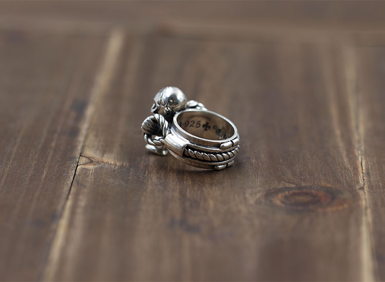 Personalized 925 sterling silver fine jewelry vintage American designer mens rings heavy gothic punk skull band rings